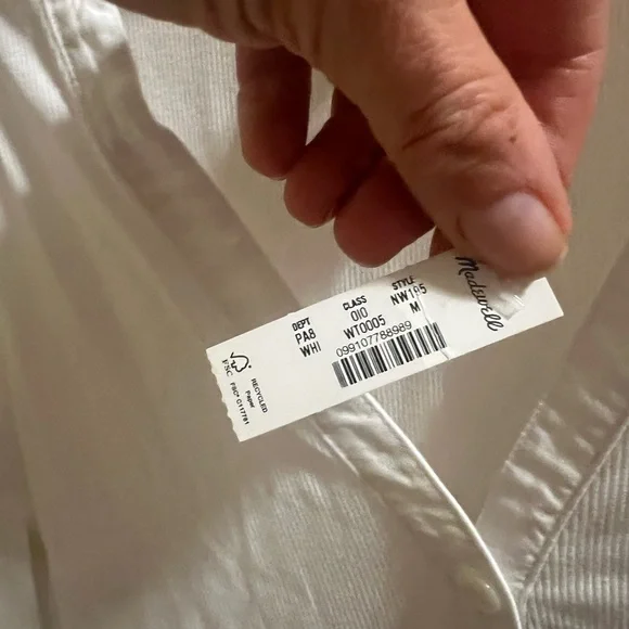 Madewell Crisp White V-Neck Blouse - Picture 3 of 3
